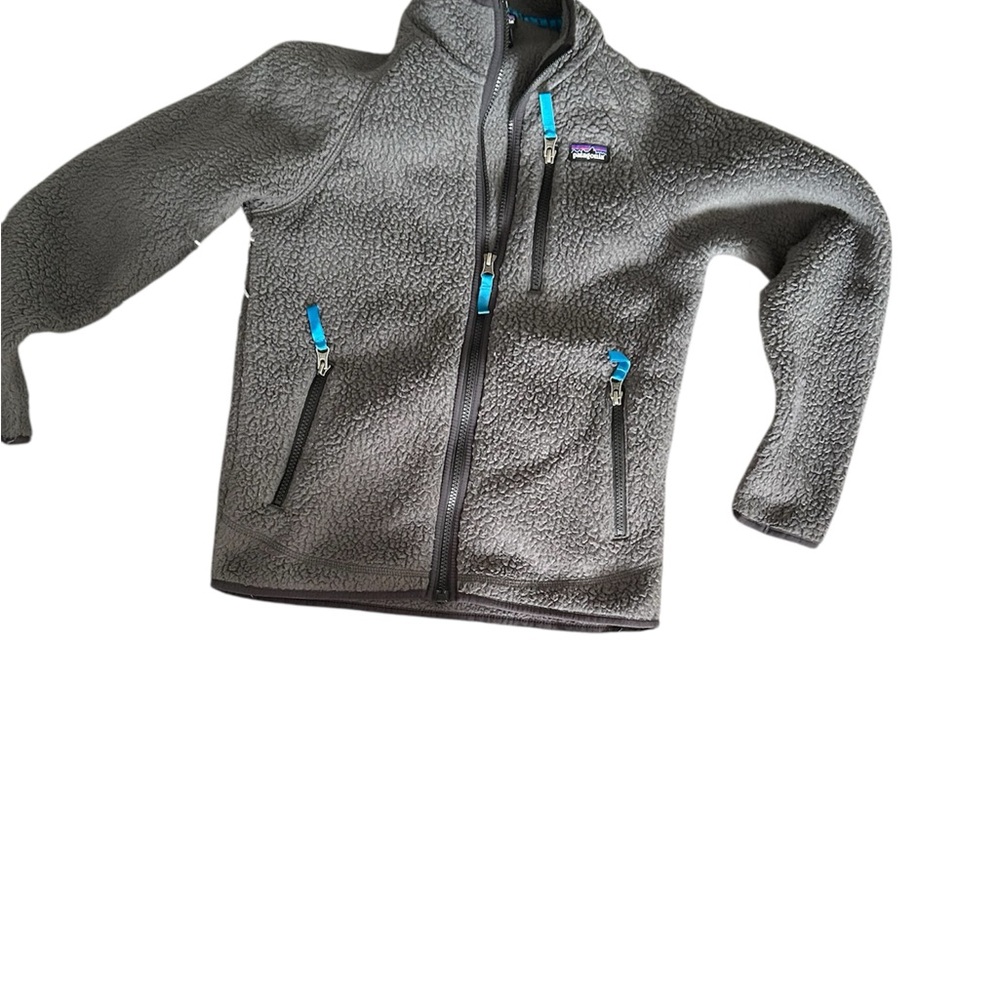 Patagonia Gray Fleece with Blue Trim
